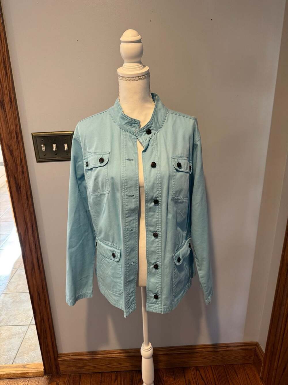 STO Susquehanna Trail Outfitters Light Blue Cotton Snap Button Jacket 1X